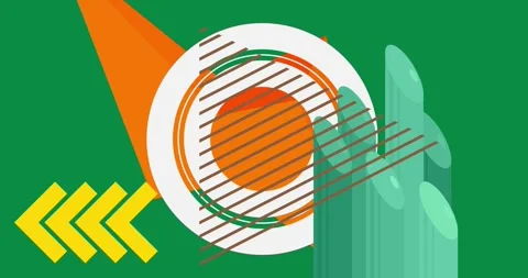 Geometrical creative retro theme on green animation Stock Footage 347178749