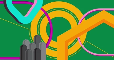 Geometrical creative retro theme on green video Stock Footage 347244827