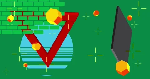 Geometrical creative retro theme on green cartoon Stock Footage 347339735