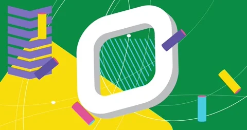 Geometrical creative retro theme on green moving image Stock Footage 347594537