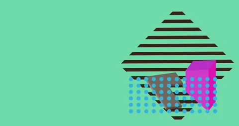 Geometrical creative retro theme on light green Stock Footage 340861059