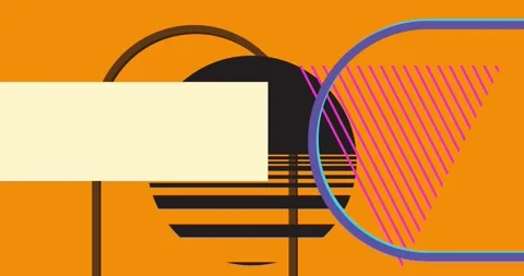 Geometrical creative retro theme on orange animation Stock Footage 334091535