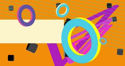 Geometrical creative retro theme on orange video Stock Footage 334091543