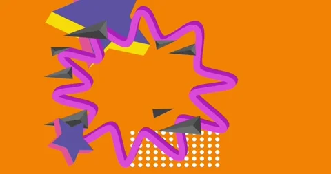 Geometrical creative retro theme on orange cartoon Stock Footage 344915669
