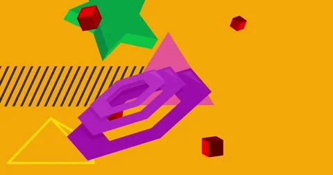 Geometrical creative retro theme on orange animation Stock-Footage 345100844