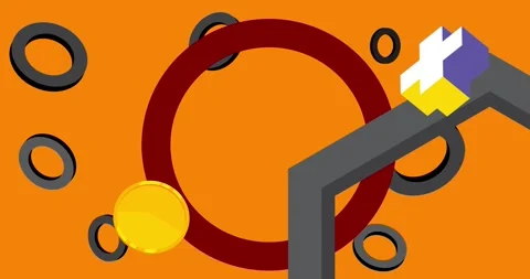 Geometrical creative retro theme on orange Stock Footage 347106657
