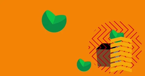Geometrical creative retro theme on ornage Stock Footage 338040377
