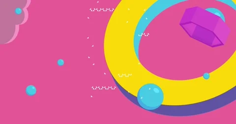 Geometrical creative retro theme on pink animation Stock Footage 331409411