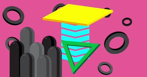 Geometrical creative retro theme on pink Stock Footage 331409414