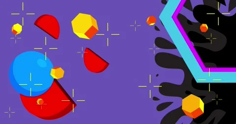 Geometrical creative retro theme on purple video Stock Footage 329596273