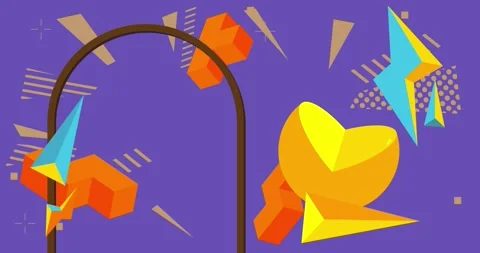 Geometrical creative retro theme on purple animation Stock Footage 329596275