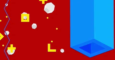 Geometrical creative retro theme on red animation Stock Footage 330092665