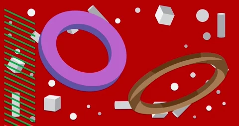 Geometrical creative retro theme on red video Stock Footage 330092674