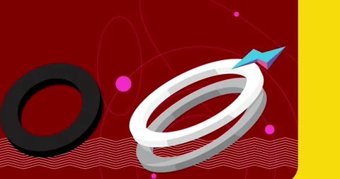 Geometrical creative retro theme on red cartoon Stock Footage 344915672