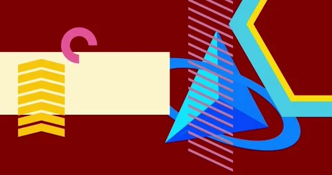 Geometrical creative retro theme on red Stock Footage 347106658