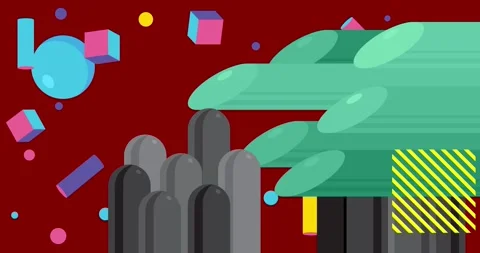 Geometrical creative retro theme on red animation Stock Footage 347178746