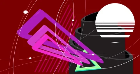 Geometrical creative retro theme on red video Stock Footage 347244829