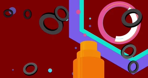 Geometrical creative retro theme on red cartoon Stock Footage 347339738