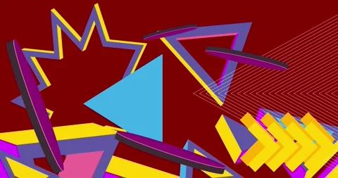 Geometrical creative retro theme on red moving image Stock Footage 347594542