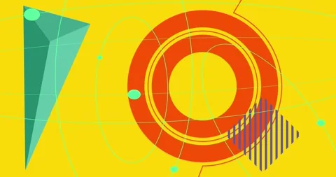 Geometrical creative retro theme on yellow animation Stock Footage 329818499
