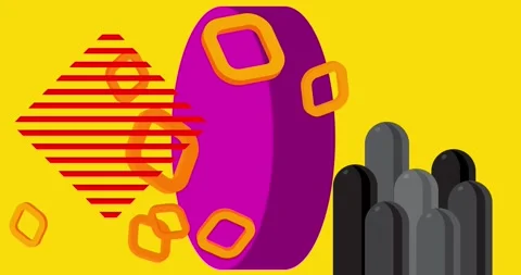 Geometrical creative retro theme on yellow Stock Footage 329818500