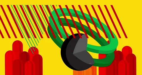 Geometrical creative retro theme on yellow Stock Footage 341452597