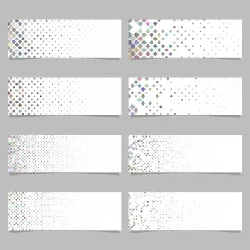 Geometrical diagonal rounded square mosaic pattern banner background set Stock Illustration