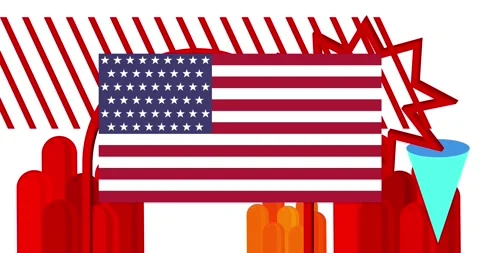 Geometrical elements with American Flag Stock Footage 310527165
