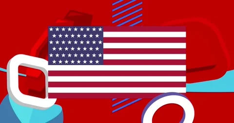 Geometrical elements with American Flag video Stock Footage 310527159