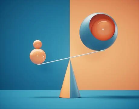 Geometrical elements on balance. イラスト素材