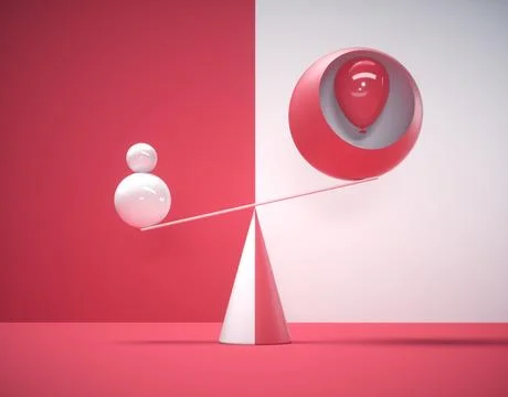 Geometrical elements on balance. Stock Illustration