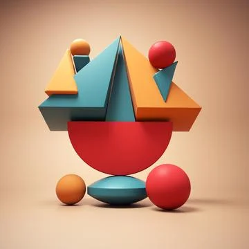 Geometrical elements on balance. Stockillustratie