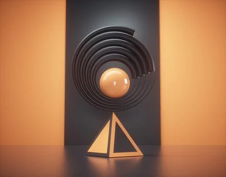 Geometrical elements on balance. Impossible equilibrium. Stock Illustration