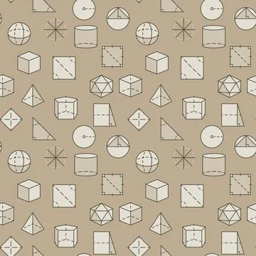 Geometrical Figures vector colored seamless pattern. Geometry Education bac.. Stock Illustration