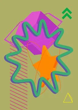 Geometrical graphic retro theme background. Minimal geometric elements post.. 스톡 일러스트