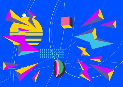 Geometrical graphic retro theme background. Minimal geometric elements post.. 스톡 일러스트