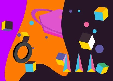 Geometrical graphic retro theme background. Minimal geometric elements post.. 스톡 일러스트