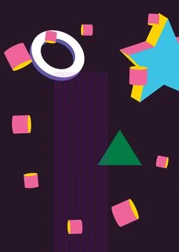 Geometrical graphic retro theme background. Minimal geometric elements post.. 스톡 일러스트