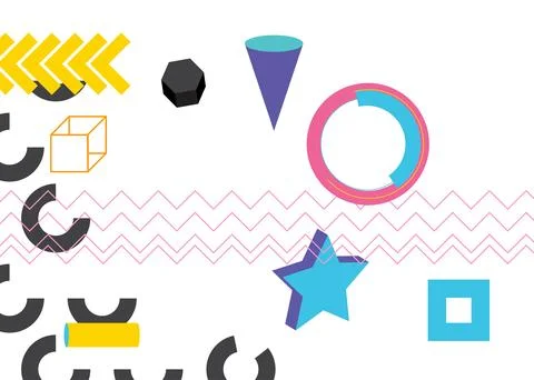 Geometrical graphic retro theme background. Minimal geometric elements post.. 스톡 일러스트