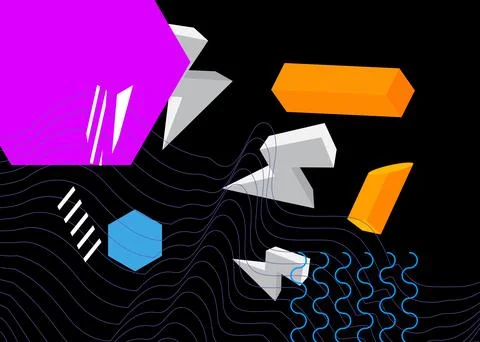 Geometrical graphic retro theme background. Minimal geometric elements post.. 스톡 일러스트