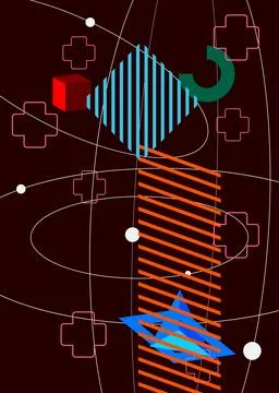 Geometrical graphic retro theme background. Minimal geometric elements post.. Illustrazione stock