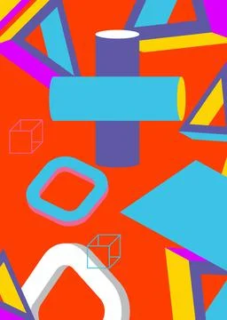 Geometrical graphic retro theme background. Minimal geometric elements post.. イラスト素材