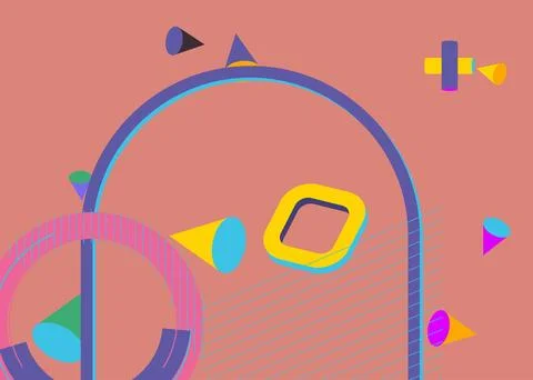 Geometrical graphic retro theme background. Minimal geometric elements post.. イラスト素材