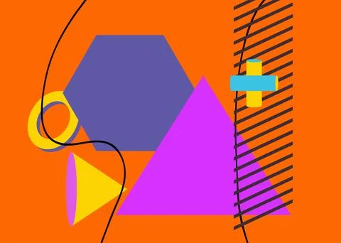 Geometrical graphic retro theme background. Minimal geometric elements post.. イラスト素材