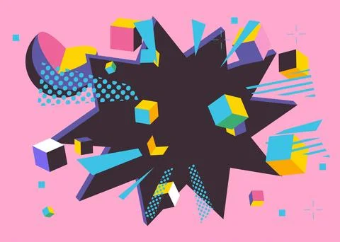 Geometrical graphic retro theme background. Minimal geometric elements post.. イラスト素材