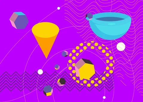 Geometrical graphic retro theme background. Minimal geometric elements post.. イラスト素材