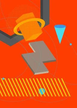 Geometrical graphic retro theme background. Minimal geometric elements post.. Stock Illustration