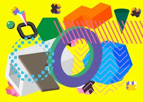 Geometrical graphic retro theme background. Minimal geometric elements post.. Stock Illustration