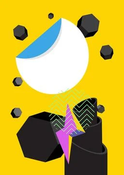 Geometrical graphic retro theme background. Minimal geometric elements post.. Stock Illustration