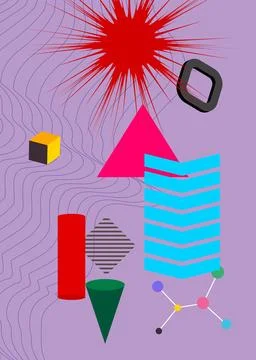 Geometrical graphic retro theme background. Minimal geometric elements post.. Stock Illustration